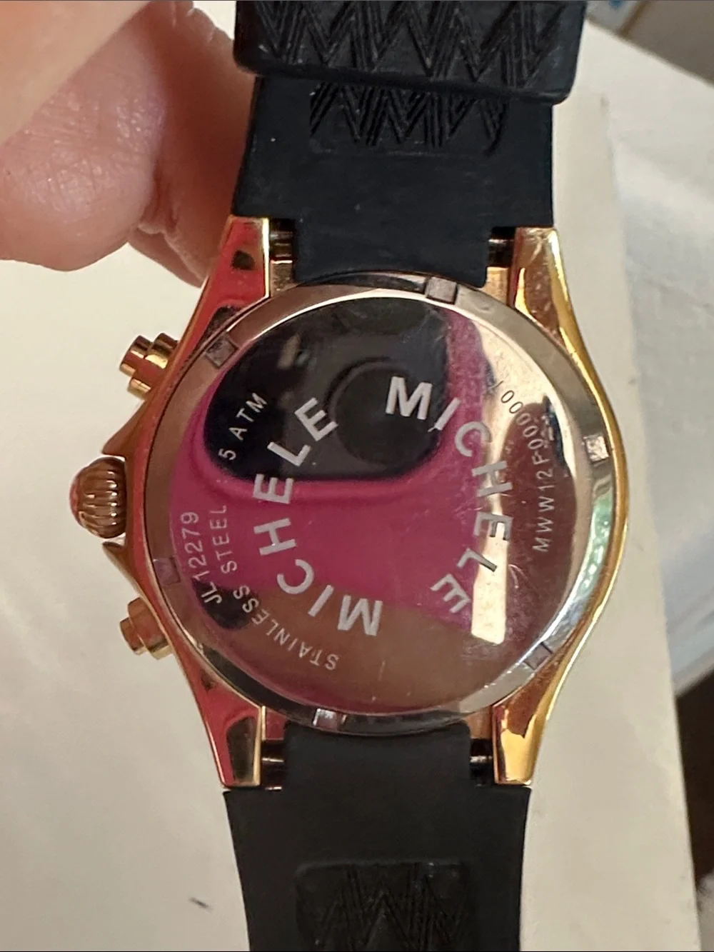 Michele black & gold Tahitian jelly watch